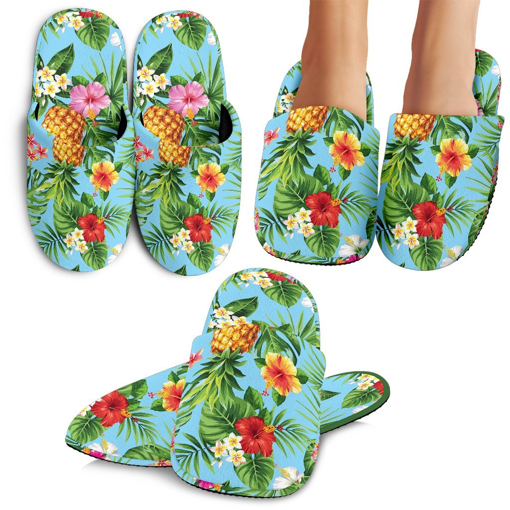 Pineapple Hawaii Flower Tropical House Slippers Ha100096