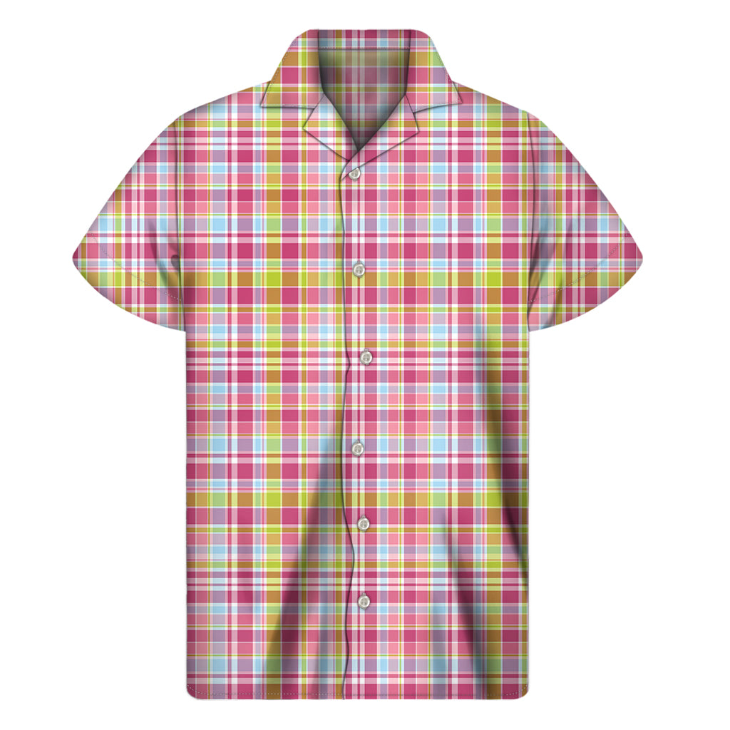 Cotton Candy Pastel Plaid Pattern Print Men’S Short Sleeve Shirt