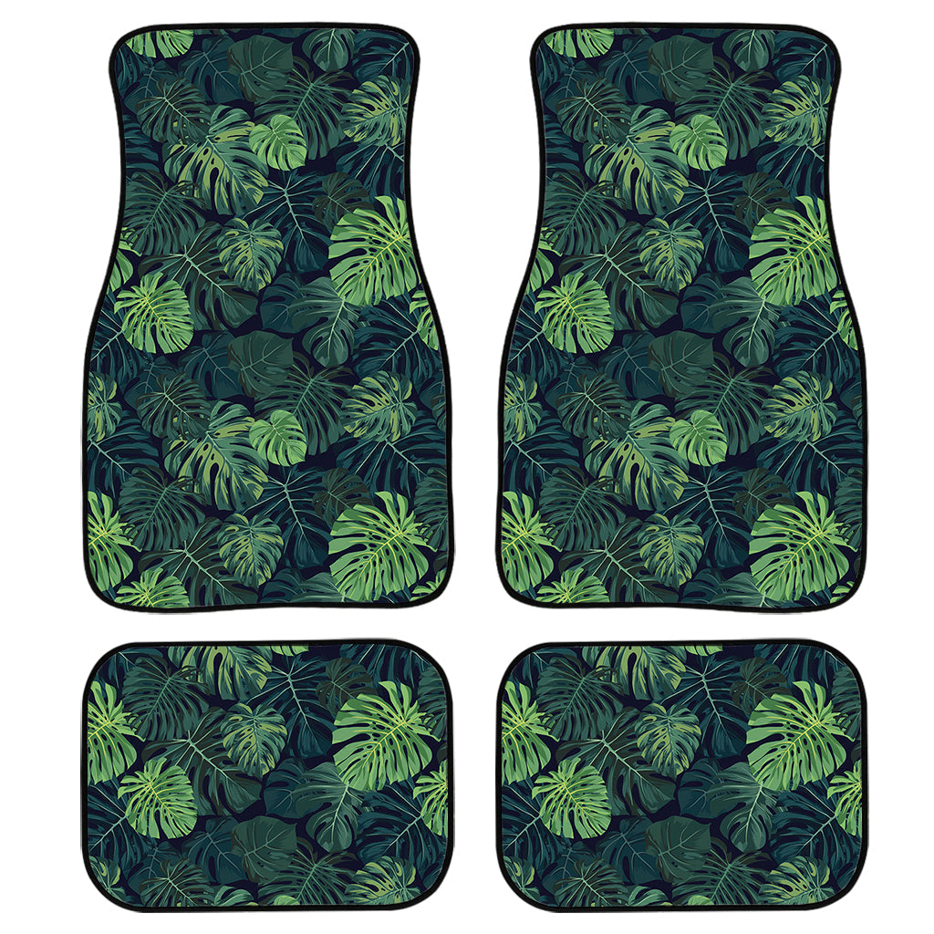 Monstera Palm Leaves Pattern Print Front And Back Car Floor Mats, Front Car Mat