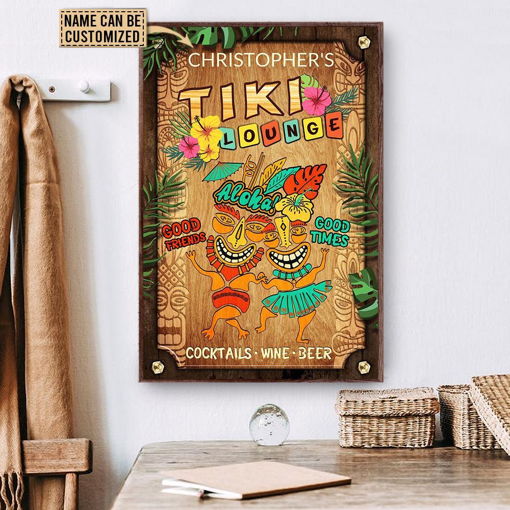 Aeticon Gifts Personalized Tiki Lounge Good Friends Times Canvas Mom Dad Gift Home Decor