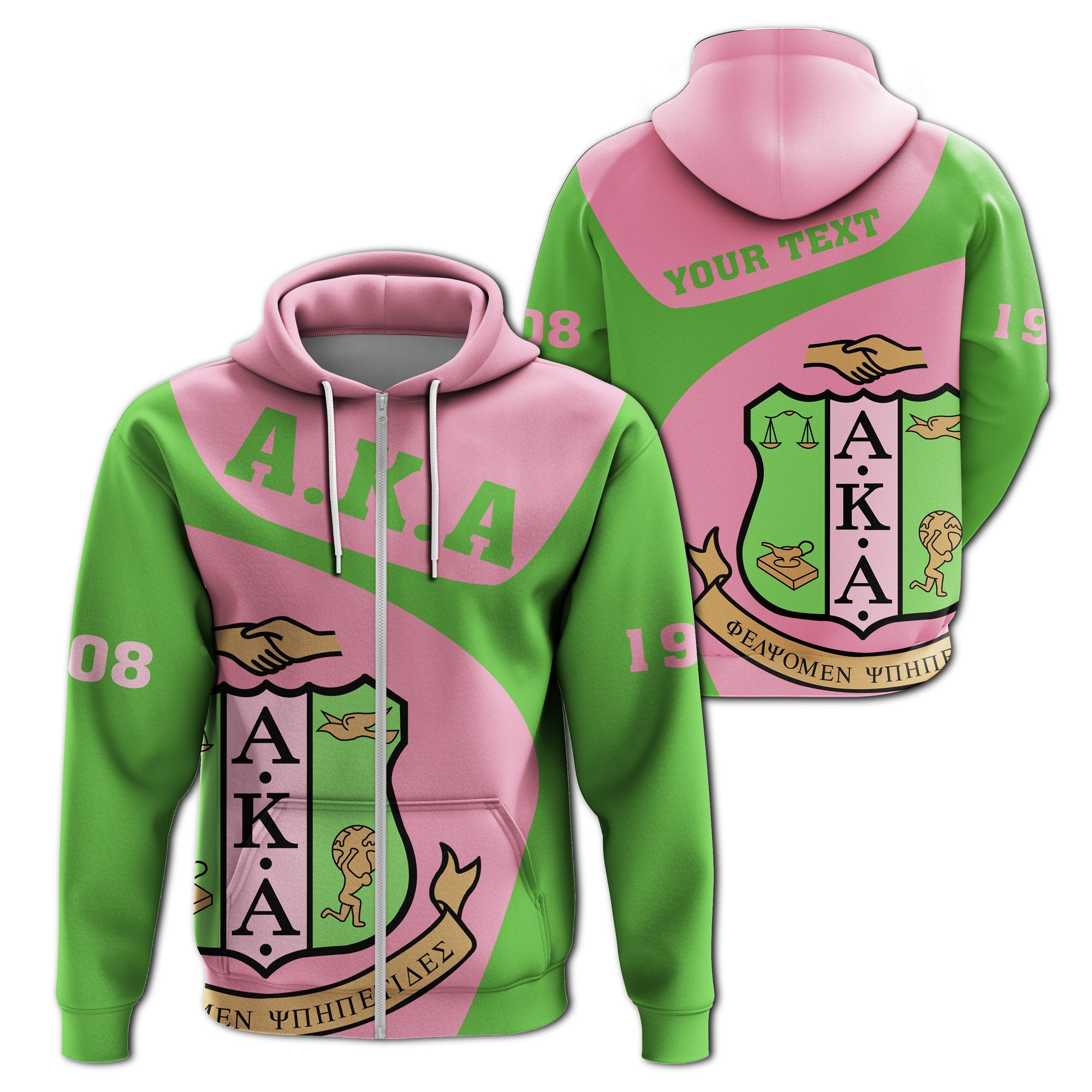 Greek Life Hoodie – Personalised Alpha Kappa Alpha Zip Hoodie – Use Style