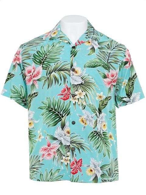 Orchid Teal Rayon Multicolor Amazing Design Hawaii Shirt Ha37357