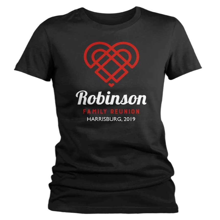 Women’s Personalized Family Reunion T-Shirt Infinity Heart Family Reunion Shirts Custom Shirts Reunion TShirt