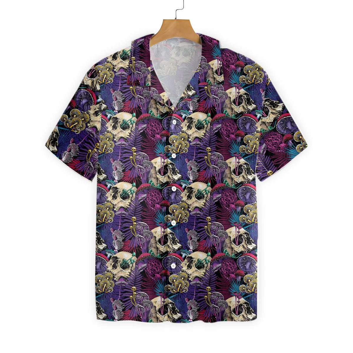 Bright Magic Psychedelic Mushrooms And Skulls Hawaii Shirt Ha109138