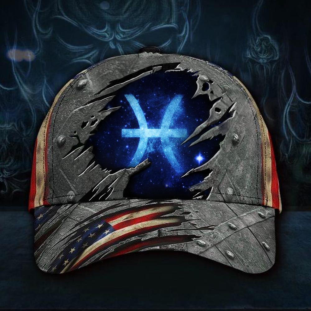 ViticStore™ Pisces zodiac Hat 3D Print Vintage American Flag Cap