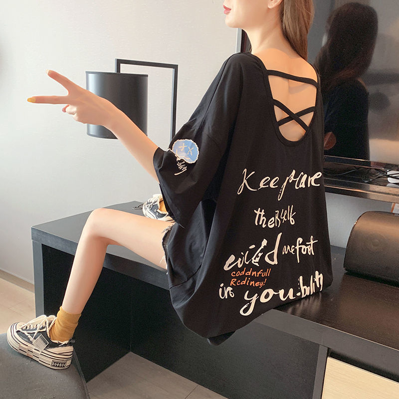 Tops Aesthetic Casual Short Sleeve T Shirt Clothes Pulovers Graphic Women’s T-shirt For Summer Loose Backless Fashion Elegant alx