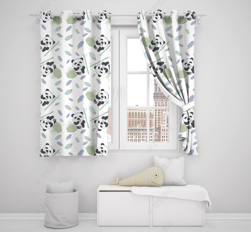 3D Hand Drawn Animal Panda Curtains And Drapes Lqh 255