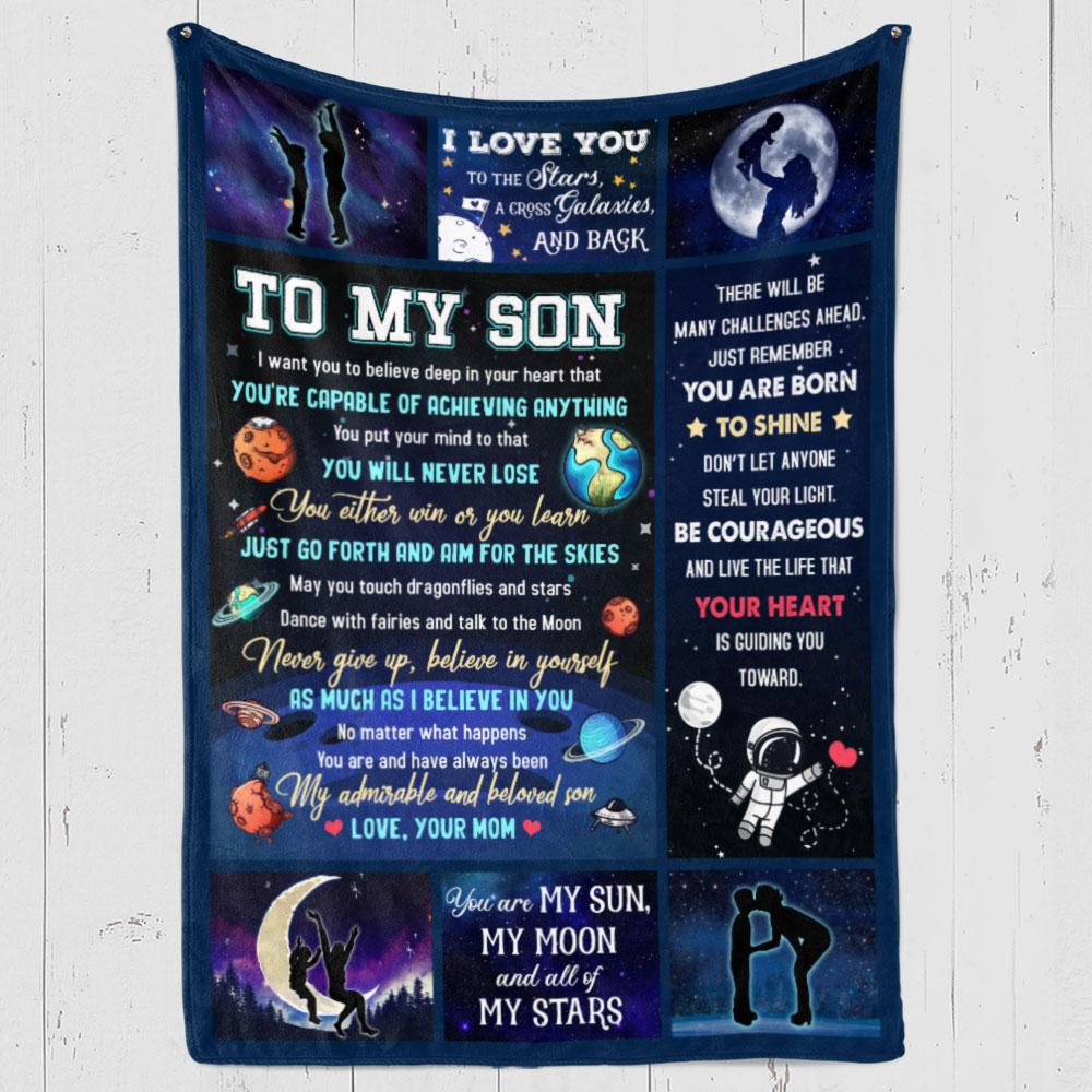 To My Son For My Beloved Son Premium Fleece Blanket Gift For Son Family Home Decor Bedding Couch Sofa Soft And Comfy Cozy