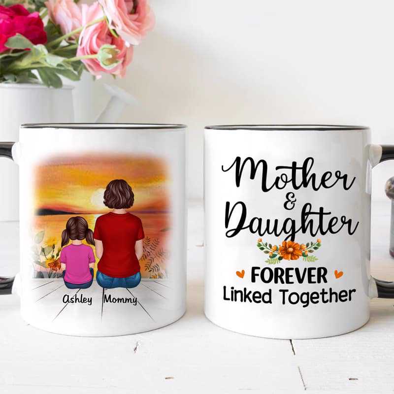 Mother Children Son Daughter Linked Forever Gift Personalized Mug