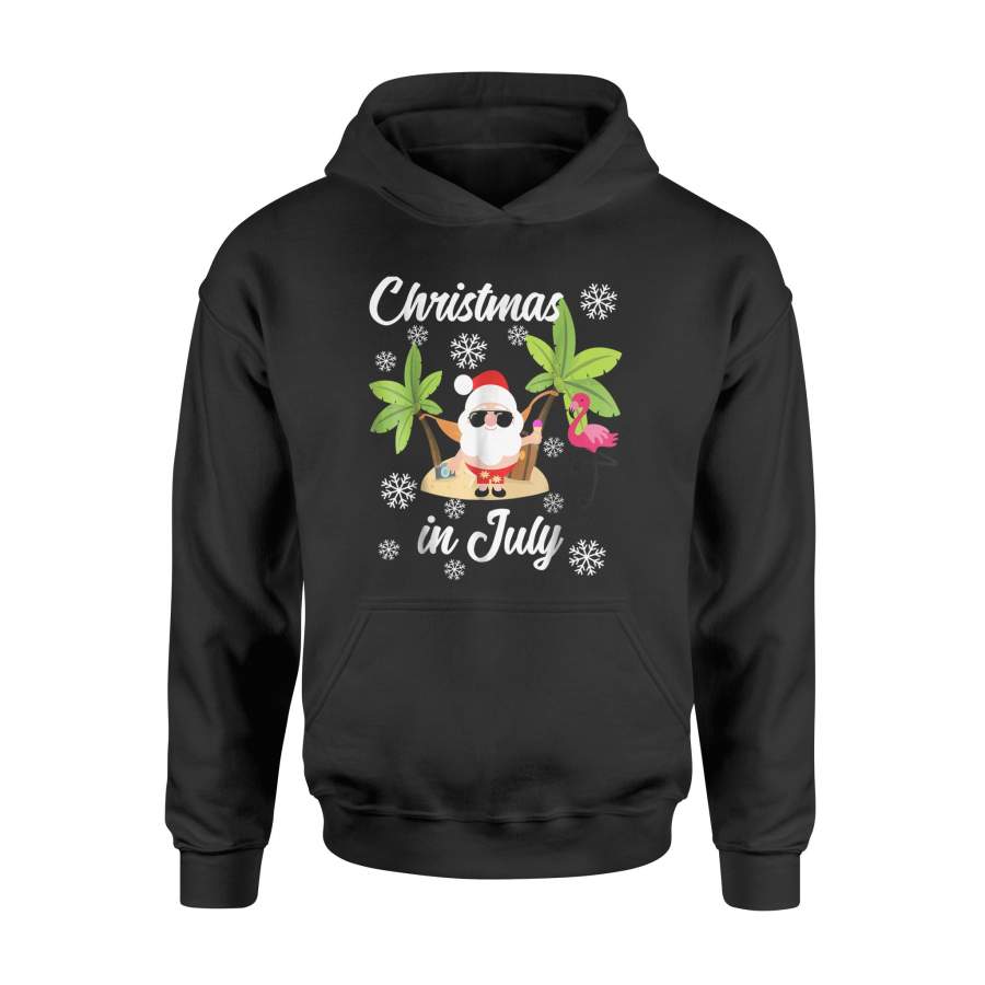 Christmas In July Flamingo And Hawaiian Lover Hoodie