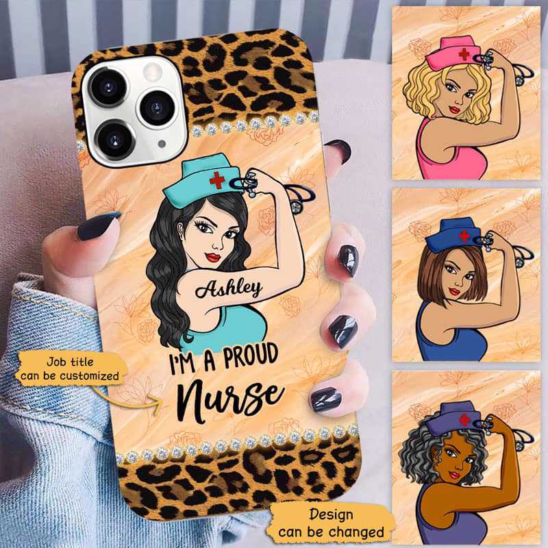 Nurse Leopard Pattern Personalized Phone Case