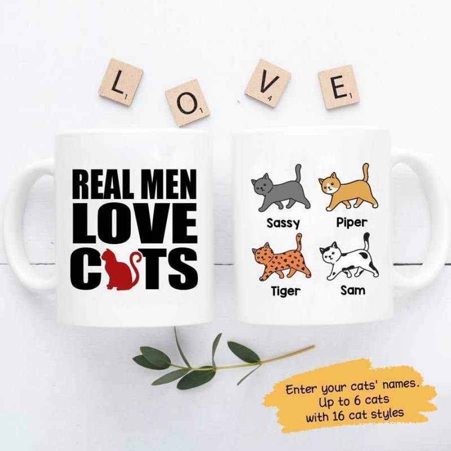 Real Men Love Cats Father’s Day Personalized Mug