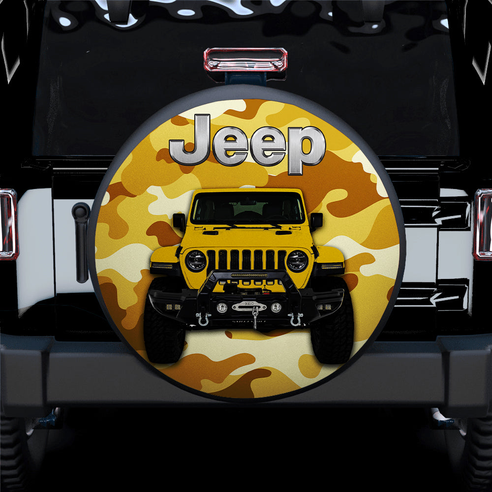 Yellow Jeep Camouflage Car Spare Tire Covers Gift For Campers