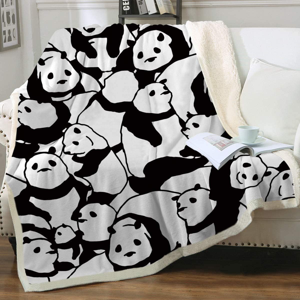 Sleepwish Panda Plush Cartoon Animal Cute Fuzzy Panda Bears Fleece Blanket