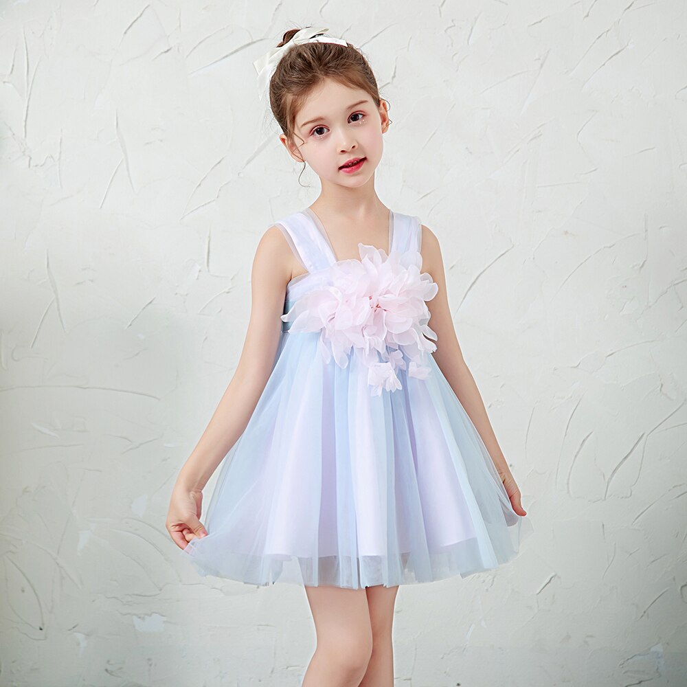 Yoliyolei Summer Sleeveless Baby Dresses One Word Collar Appliques Dresses Girls From 2 To 7 Years Child Kids Princess Clothes alx