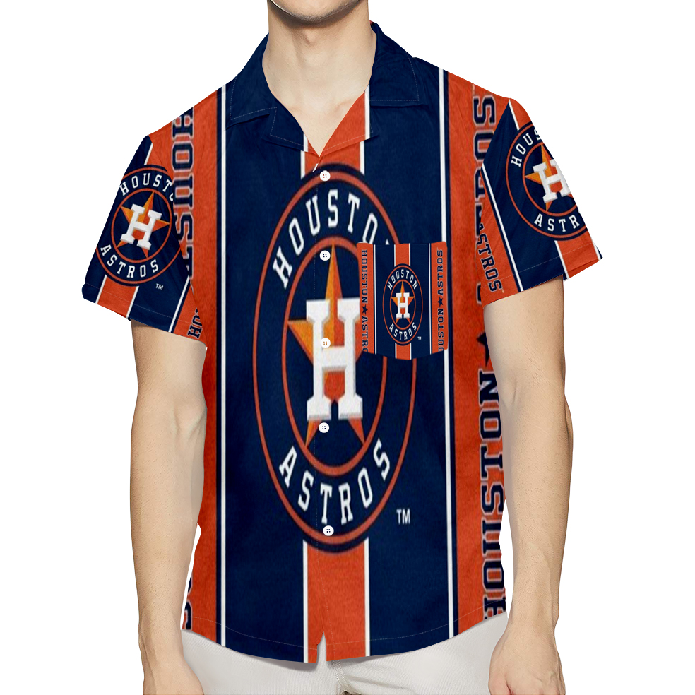 Houston Astros Emblem V6 3D All Over Print Summer Beach Hawaiian Shirt With Pocket