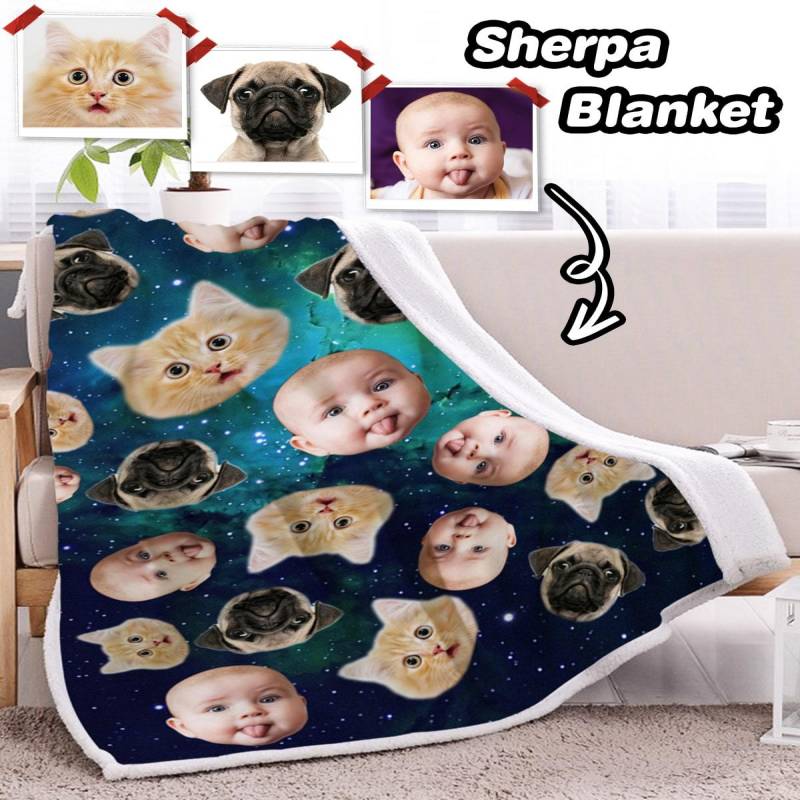 Personalized Many Face Sherpa Blanket