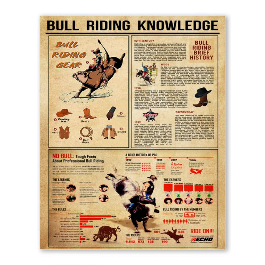 Bull Riding Knowledge Trending Gift For Sport Lovers Poster