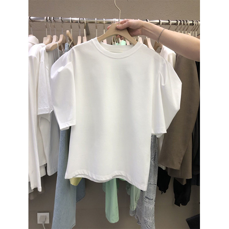 White Woman Tshirts Summer Fashion Tees Tops 2022 Shirts for Women Temperament O-neck Puff Sleeve T Shirts Korean Y2k T Shirt alx