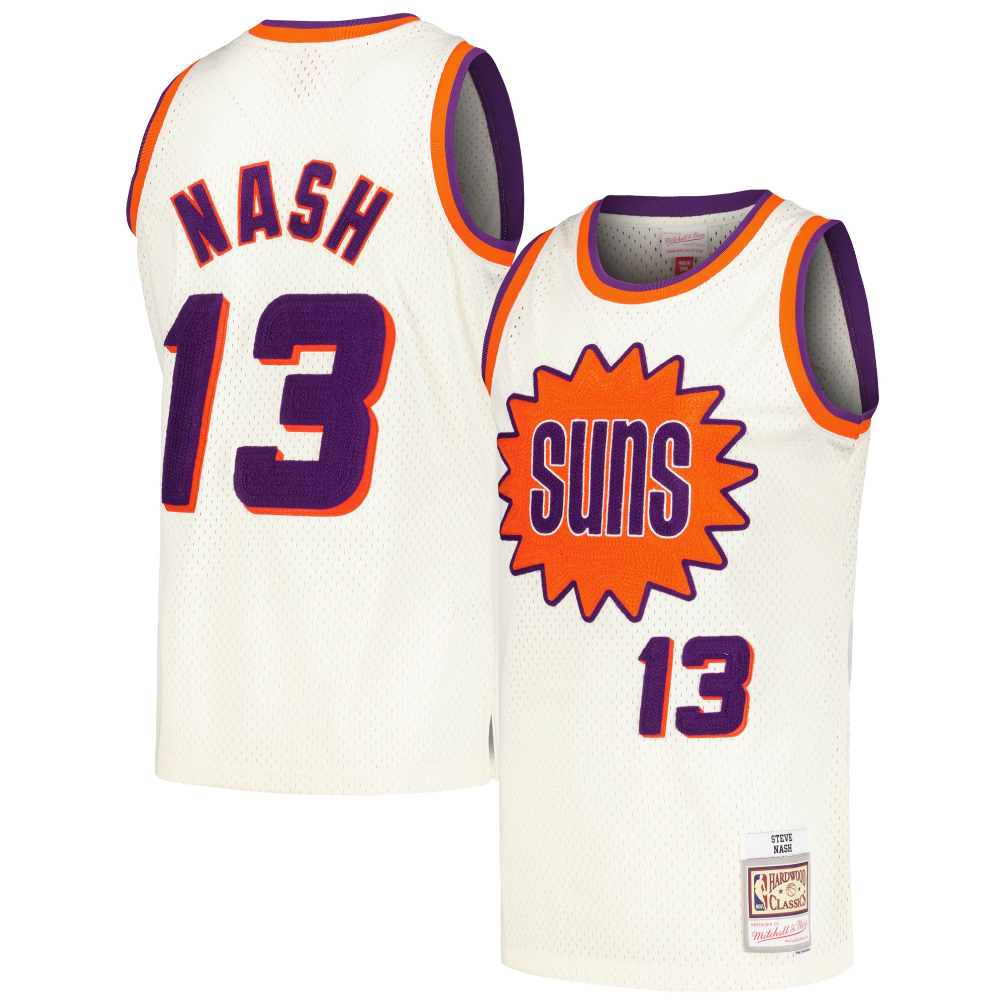 Steve Nash Phoenix Suns Mitchell & Ness Chainstitch Swingman Jersey – Cream