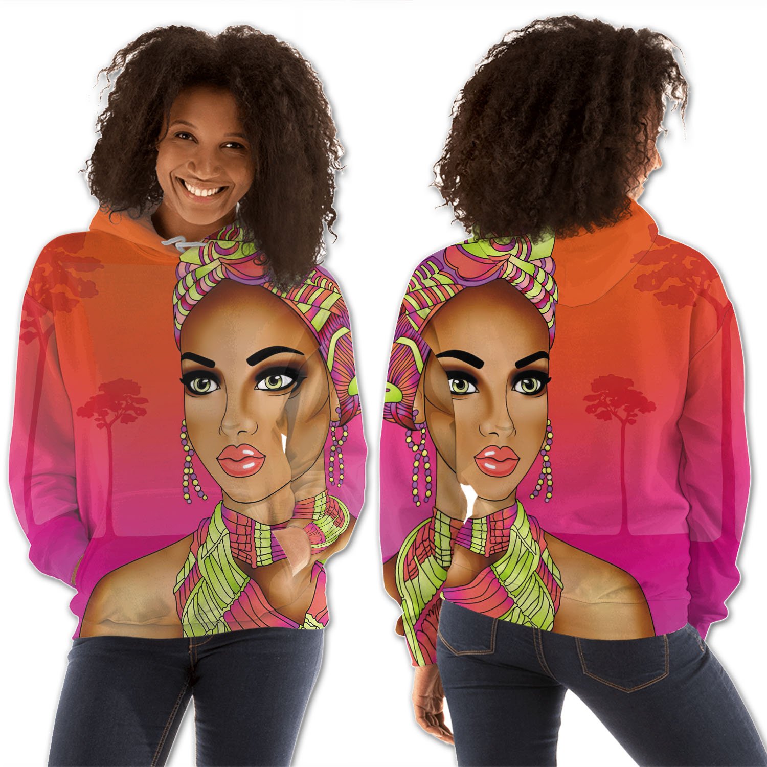 African American Hoodies Beautiful Black Afro Lady African American Clothing