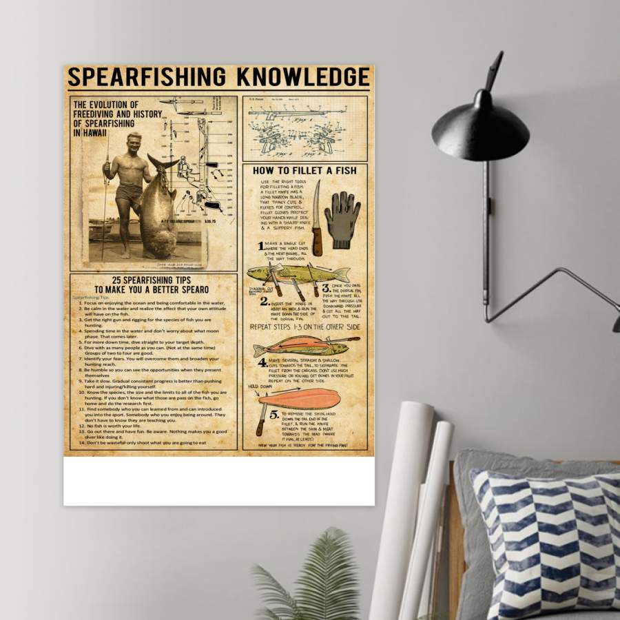 Spearfishing Knowledge Custom Design Poster Gift