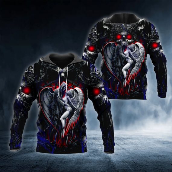 Couple Skull 3D All Over Printed Us Unisex Size Hoodies