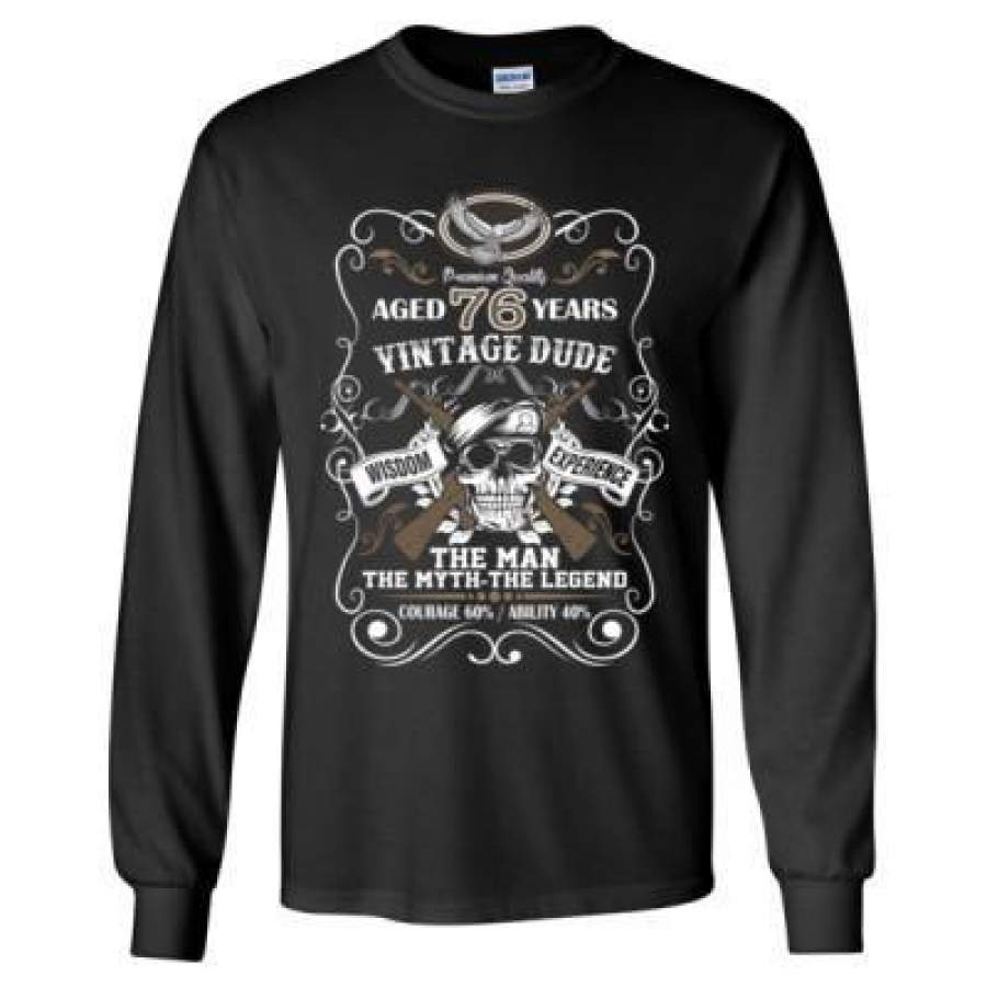 AGR Aged 76 Years Vintage Dude Wisdom Experience The Man The Myth The Legend Courage 60% Ability 40% – Long Sleeve T-Shirt