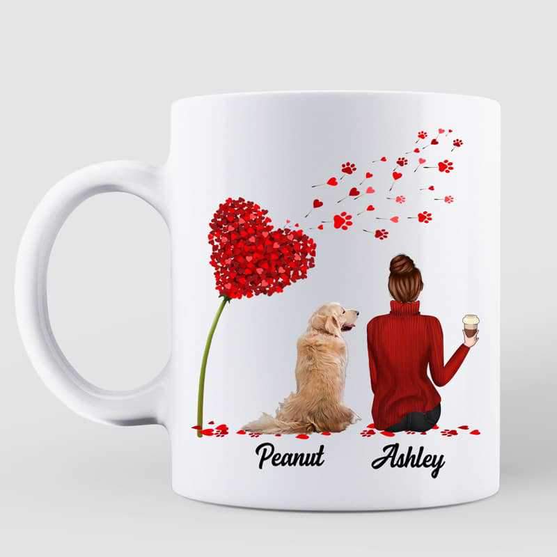 Red Heart Tree Life Is Better With Dogs Personalized Mug