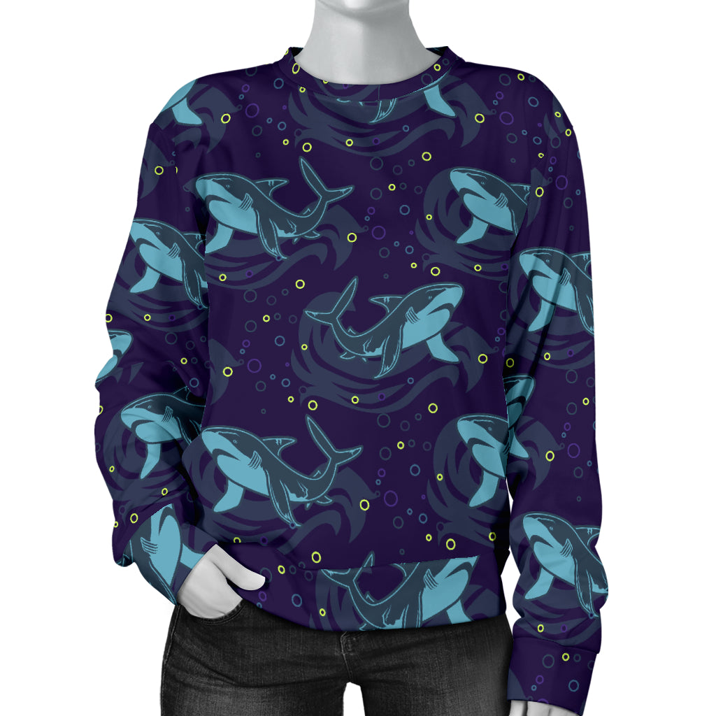 Shark Themed Print Women Long Sleeve Sweatshirt