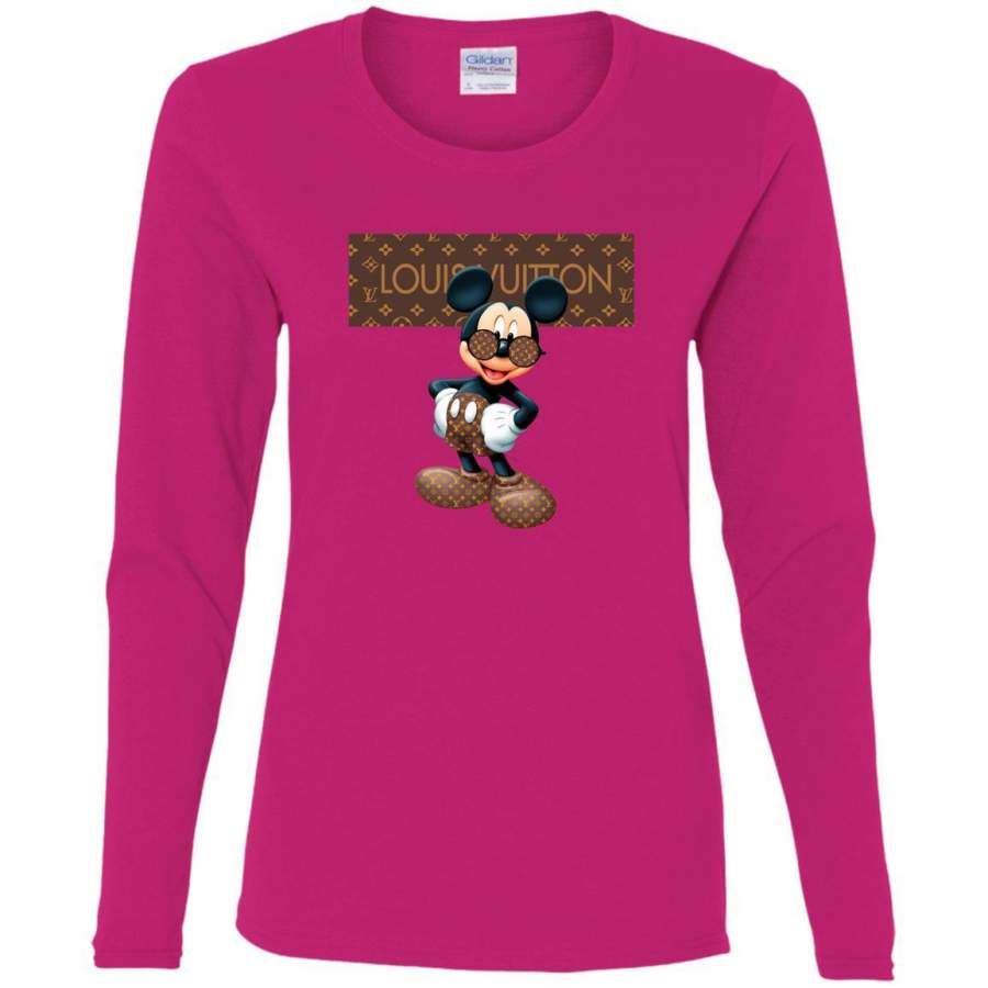 Best Louis Vuitton Mickey Mouse Shirt Women Long Sleeve Shirt – Clothesy shop T-Shirt Store