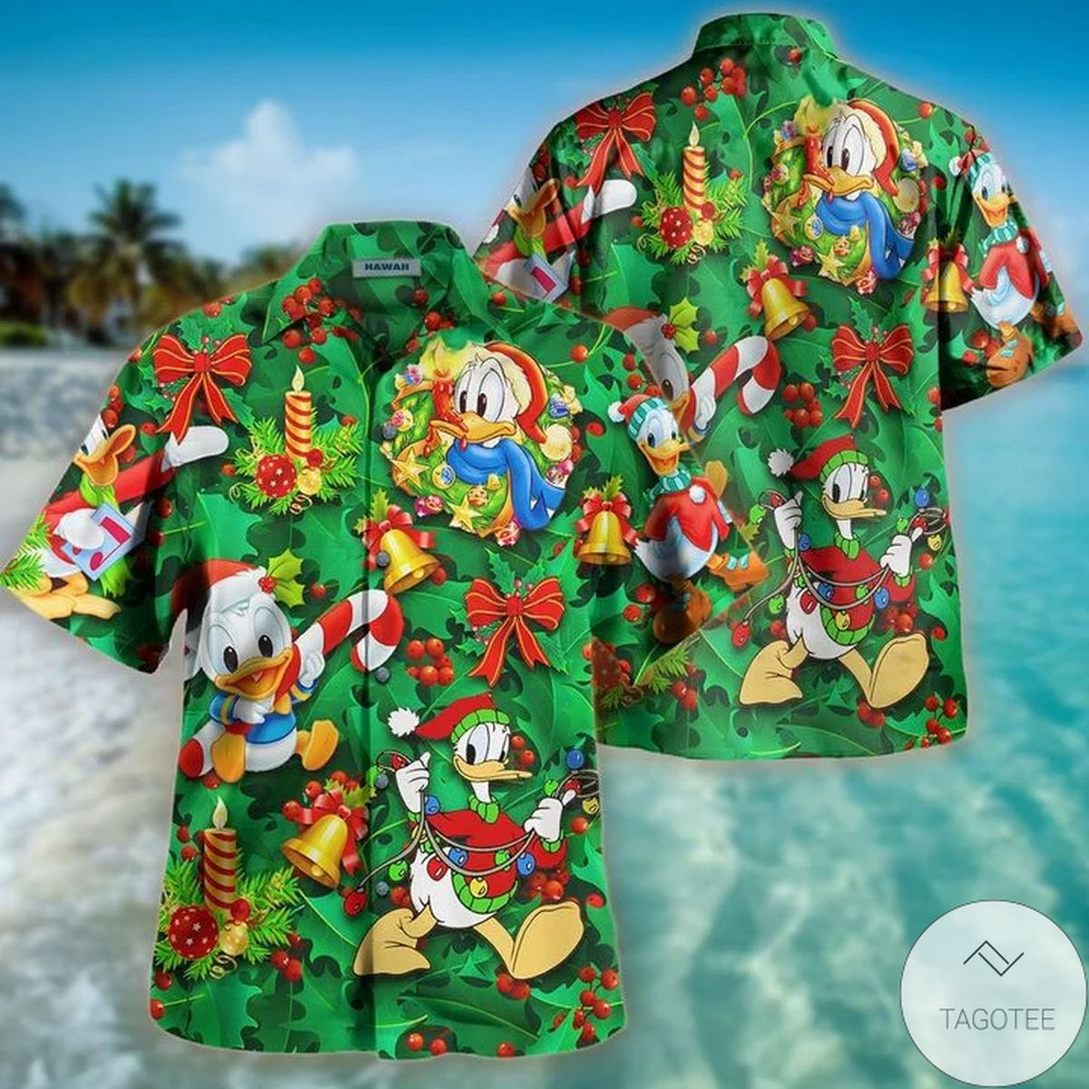 Christmas Hawaii Ring A Bell With Button Up Shirt For Men Ha20558