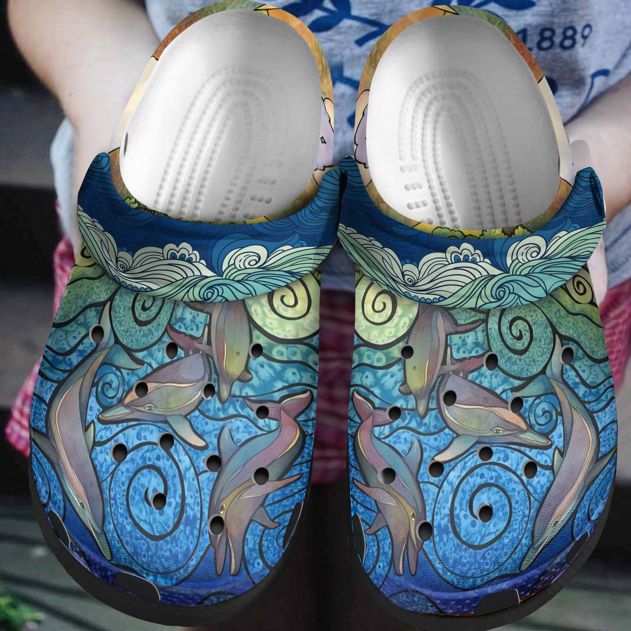 Dolphin Personalized Clog, Custom Name, Text, Color, Number Fashion Style For Women, Men, Kid, Print 3D Dolphin Art