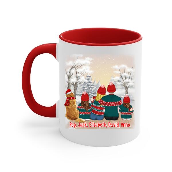 Personalized Ceramic Mug, Joy Love Peace Family Christmas, Christmas Gift For Whole Family