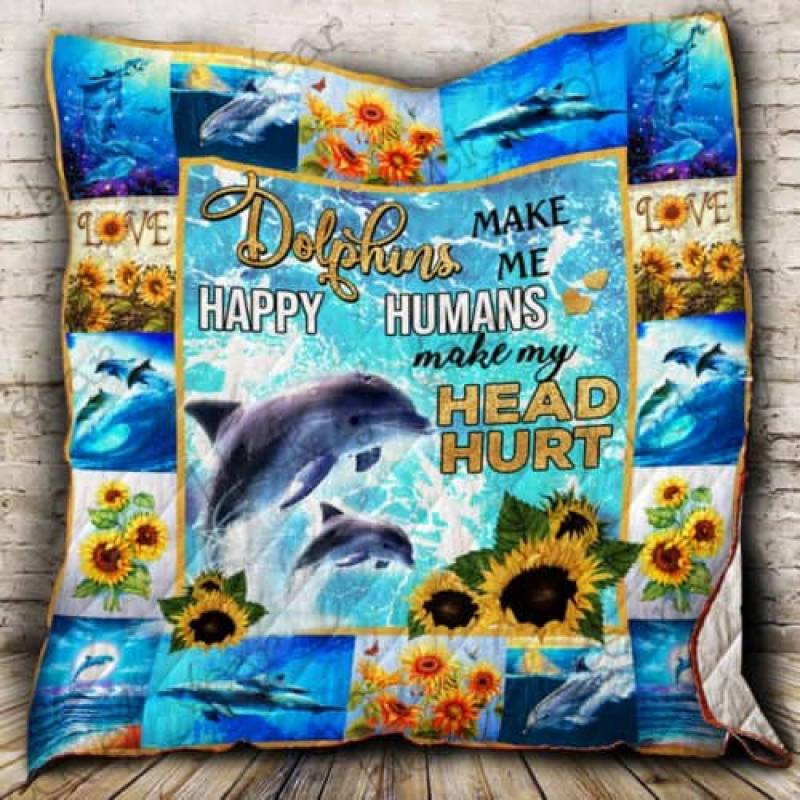 Dolphins Make Me Happy Quilt P218b Block Of Gear™