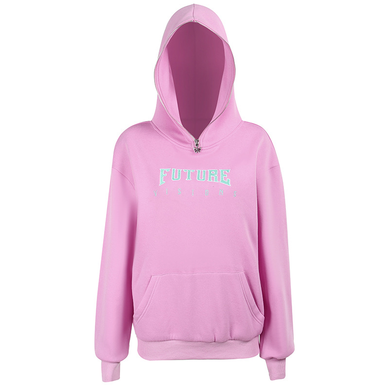 Y2K Women Long Sleeve Oversized Pink Zip Up Hooded Hoodie 2022 New Gothic Punk Fashion Harajuku Streetwear Casual Sweatshirts alx