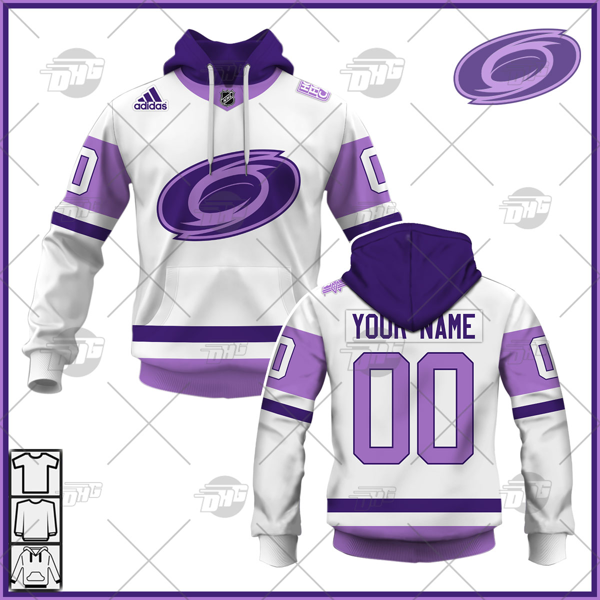 Personalized Jersey Carolina Hurricanes Whitepurple Hockey Fights Primegreen Custom Jersey Personalize Hoodie