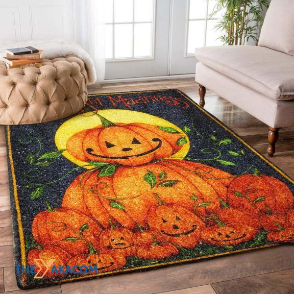 Full Of Pumpkin Happy Halloween Rectangle Area Rug Floor Decor