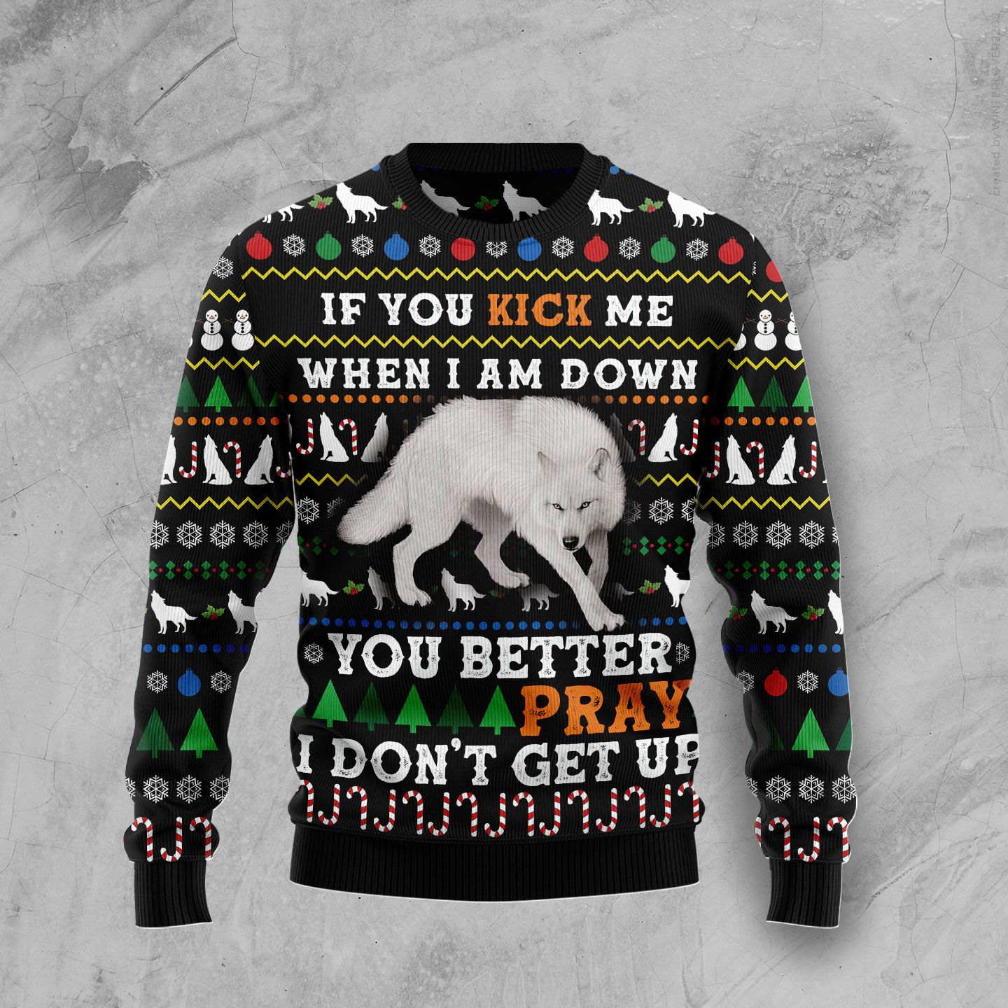 Blue Snow Awesome Wolf Ugly Christmas Sweater | For Men & Women | Adult | Us5061