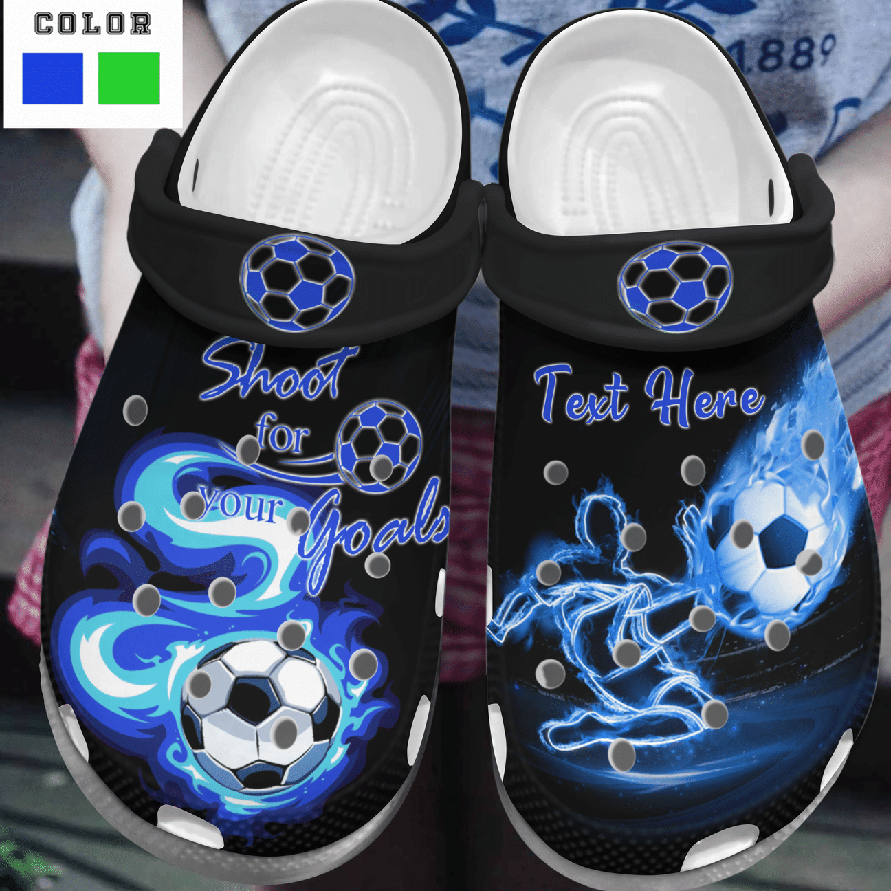 Soccer Personalized Clog, Custom Name, Text, Color, Number Fashion Style For Women, Men, Kid, Print 3D Shoot For Your Goal