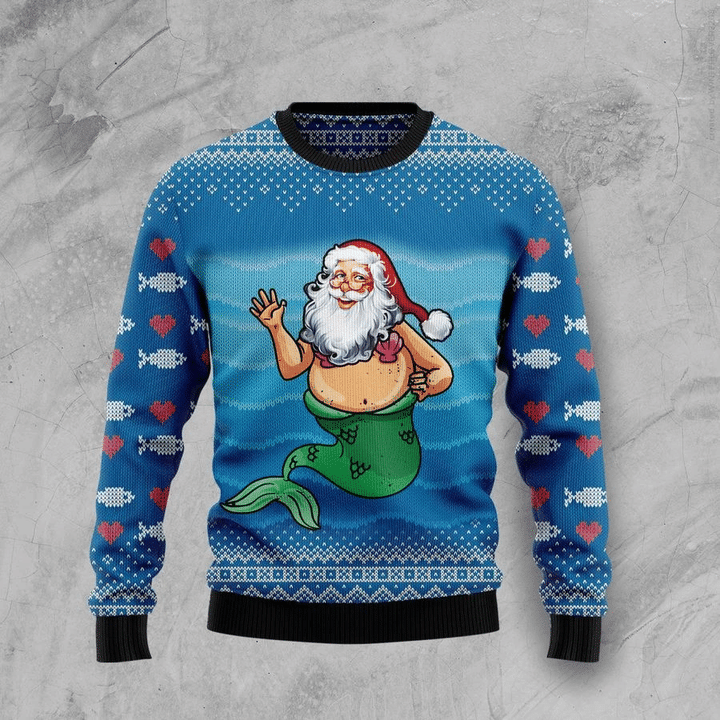 Santa Mermaid Ugly Christmas Sweater | For Men & Women | Adult | Us6314