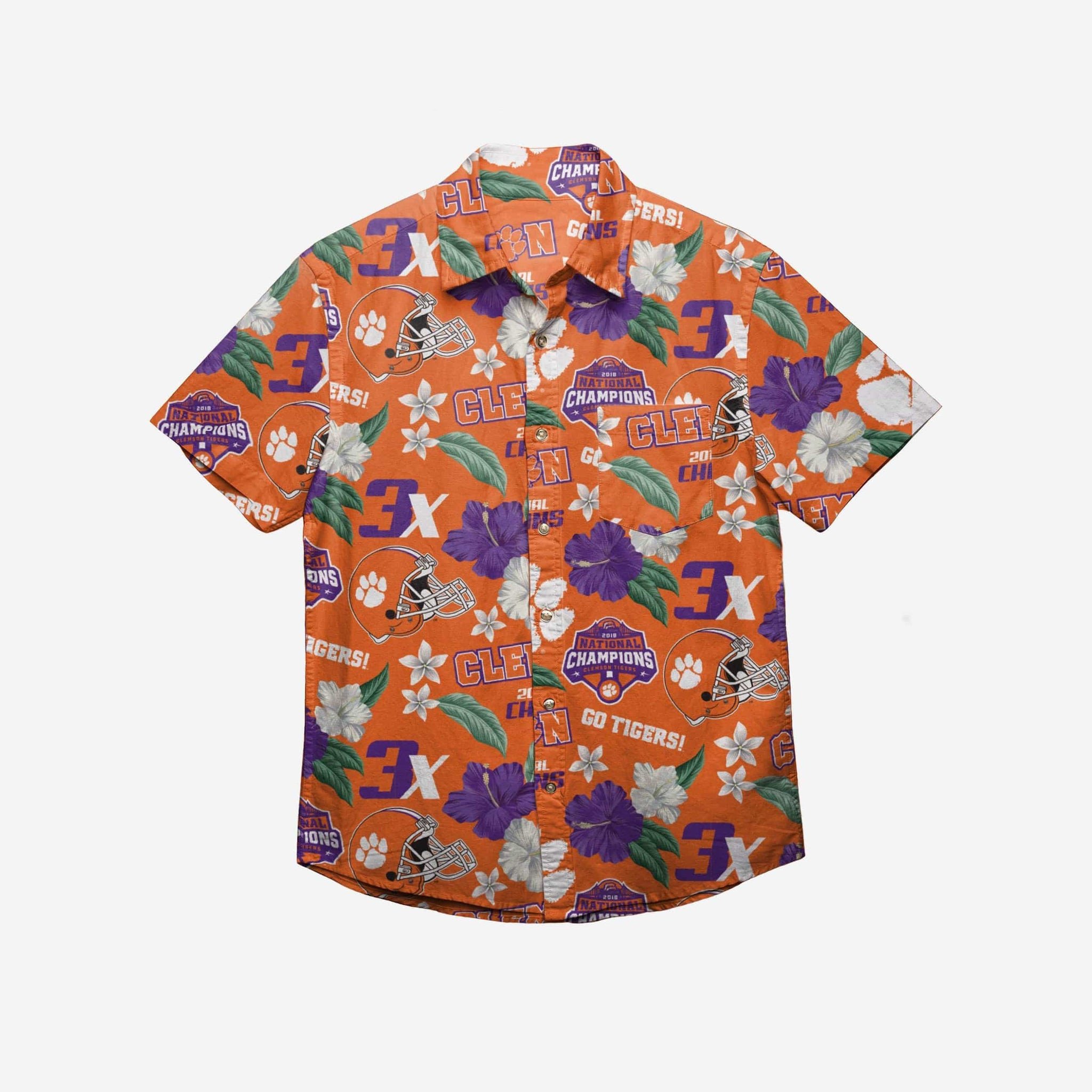 Clemson Tigers 2018 Football National Champions Floral Button Up Hawaii Shirt Ha54512