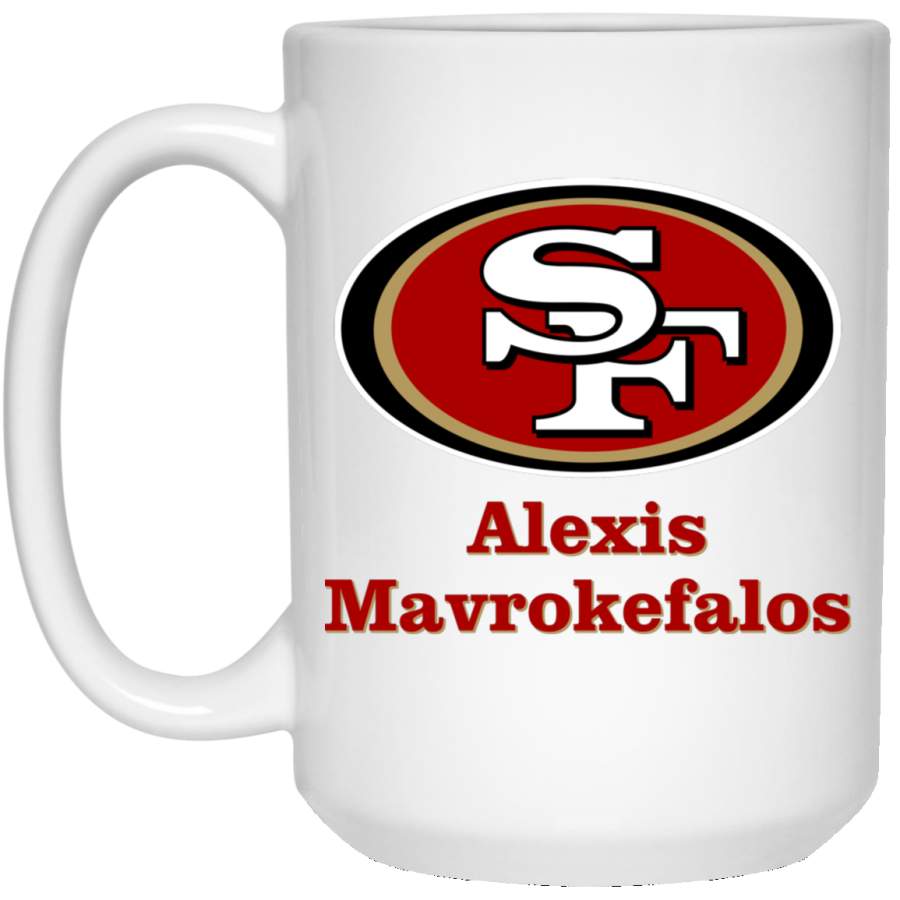 Custom Personalized San Francisco 49ers Logo Alexis Mavrokefalos 21504 15 oz. White Mug