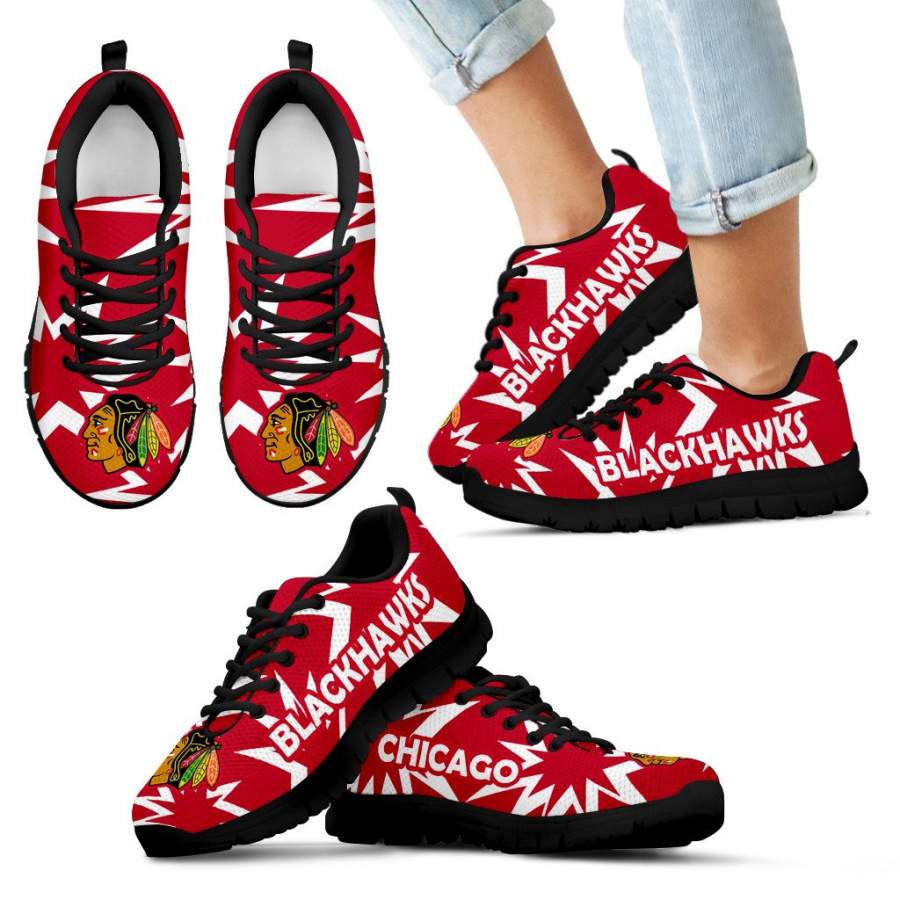 Zig Zag Circle Dizzy Excellent Nice Logo Chicago Blackhawks Sneakers