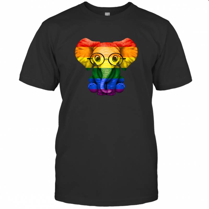 LGBT Gay Pride Rainbow Flag Elephant T shirt