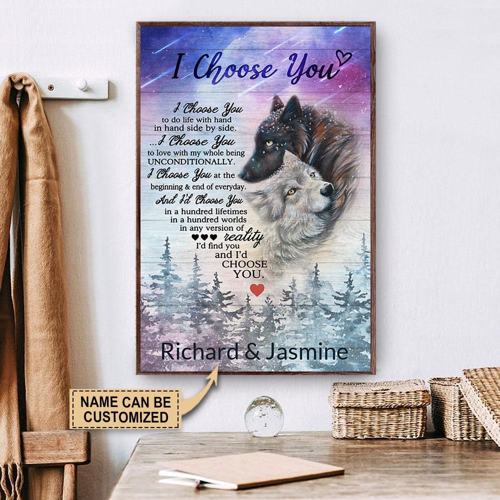 Aeticon Gifts Personalized Starry Wolf I Choose You Canvas Mom Dad Gift Home Decor