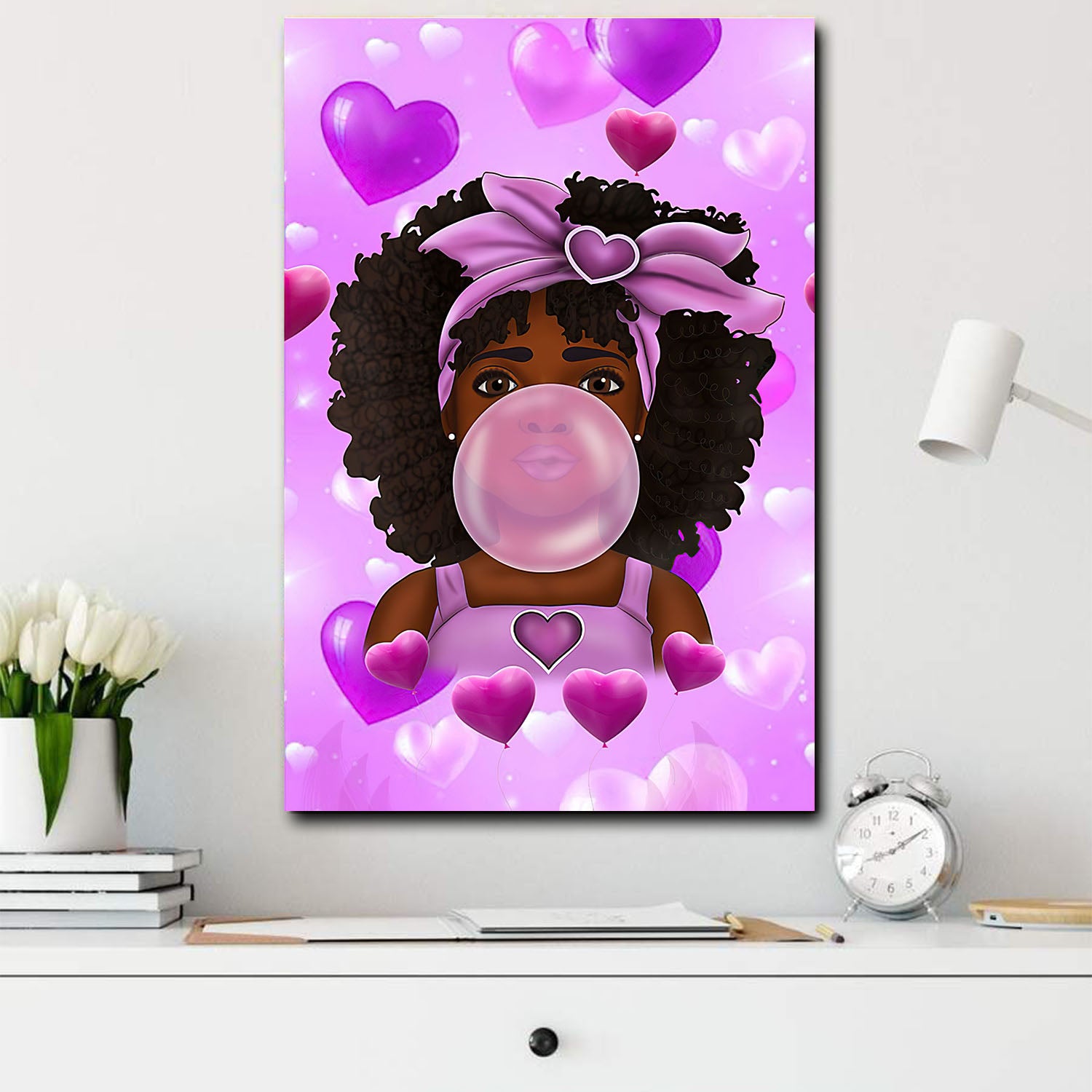 African American Cartoon Canvas Black Girl Princess Illutration African Canvas For The Wall