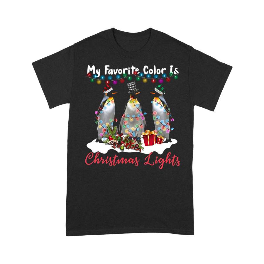 My Favorite Color Is Penguin Christmas Lights T-shirt