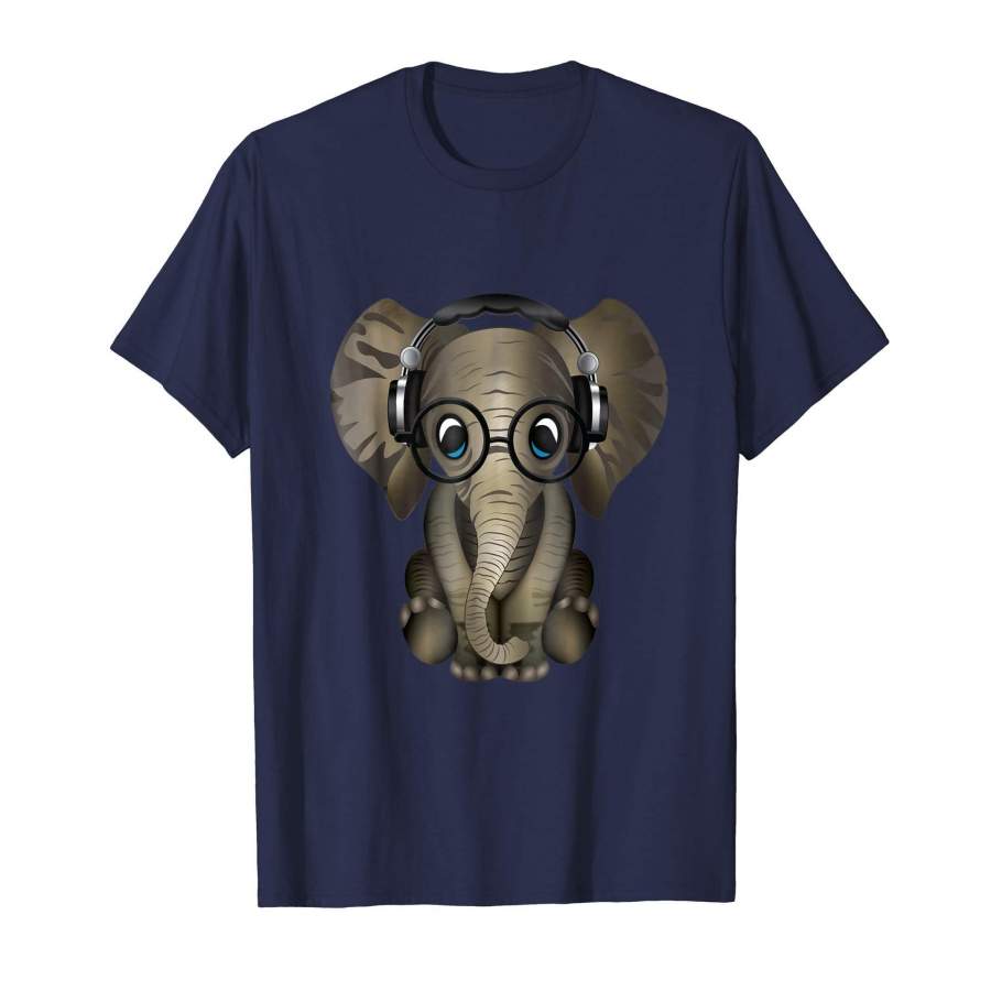 Baby Elephant DJ Gift Shirt Ladies Men Women Kids