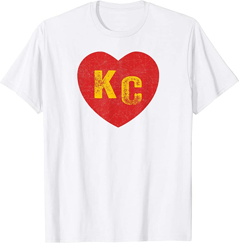 Kansas City Heart | Red Hearts KC I Love Kc Letters Vintage T-Shirt